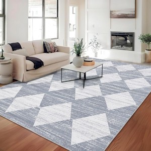 Washable Runner Rug, Modern Checkered Entryway Kitchen Rug Low Pile Soft Trellis Bathroom Carpet Front Door Mat - 1 of 4