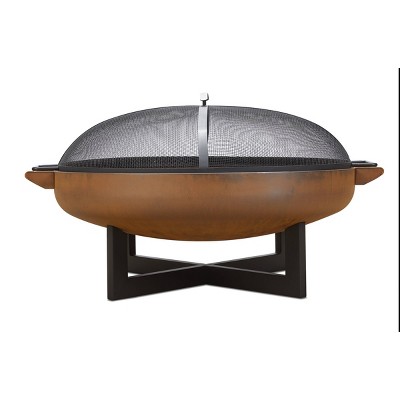La Porte 34.5" Black and Rust Steel Wood Burning Fire Pit