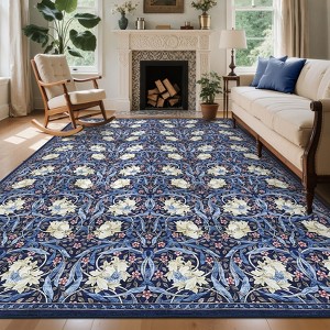 COZONY Washable Runner Rug, Non-Slip Low Pile Hallway Carpet Mat with Vintage Floral Print for Kitchen, Bathroom, Entryway - 1 of 4