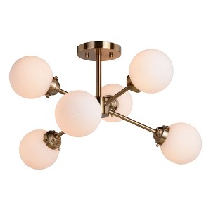 Vaxcel Orbit 6 - Light Semi-Flush Mount in  Muted Brass - 1 of 4