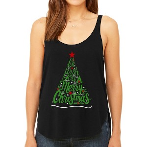 LA Pop Art We Wish You A Merry Christmas - Women's Premium Word Art Flowy Tank Top - 1 of 4