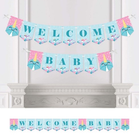 Big Dot Of Happiness Narwhal Girl Under The Sea Baby Shower Bunting Banner Party Decorations Welcome Baby Target