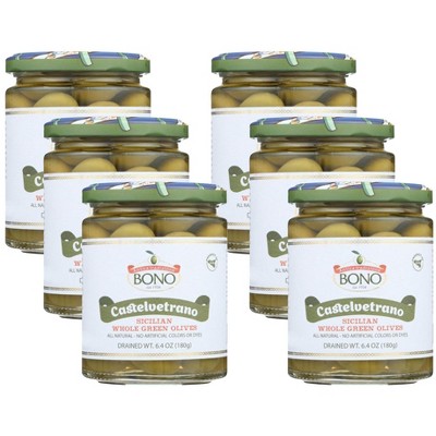 Bono Sicilian Whole Green Castelvetrano Olives - Case of 6/6.4 oz