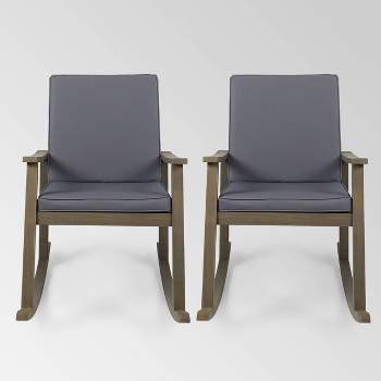 Candel 2pk Acacia Wood Rocking Chairs - Gray - Christopher Knight Home