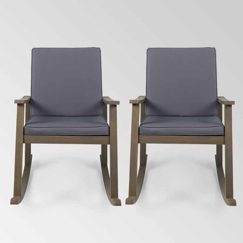 Candel 2pk Acacia Wood Rocking Chairs - Gray - Christopher Knight Home, 1 of 10