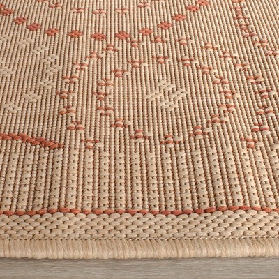 Natural and Terra Synthetic Flat Woven Runner Rug