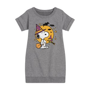 - Peanuts - Snoopy Woodstock Witchcraft Graphic Short Sleeve Fleece Dress - 1 of 4
