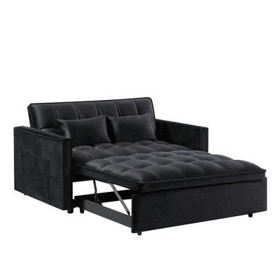 Resenkos 54 Inch Adjustable Backrest Sofa, Sofa Bed, Futon Sofa with Double Armrest and Pouch, Variable Bed for Living room, Bedroom, Gray