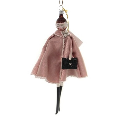 Italian Ornaments 7.0 Inch Lady In Pink Cape Fashion Lady Christmas Tree Ornaments