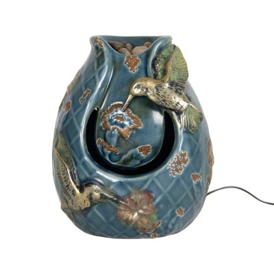 Blue Verdigris Hummingbird Indoor Water Fountain With Pump - Foreside Home & Garden