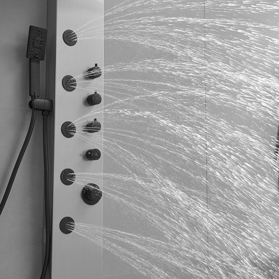 Black Nickel 5-Jet Rainfall Shower Panel System with Handheld Shower