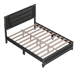TiramisuBest Queen Size PU Upholstered Bed - Black PU Design - 1 of 4