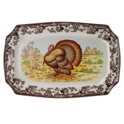 Spode Woodland 17.5" Rectangular Serving Platter, Platter for Thanksgiving, Dinner Parties, and Other Events, Made from Fine Porcelain