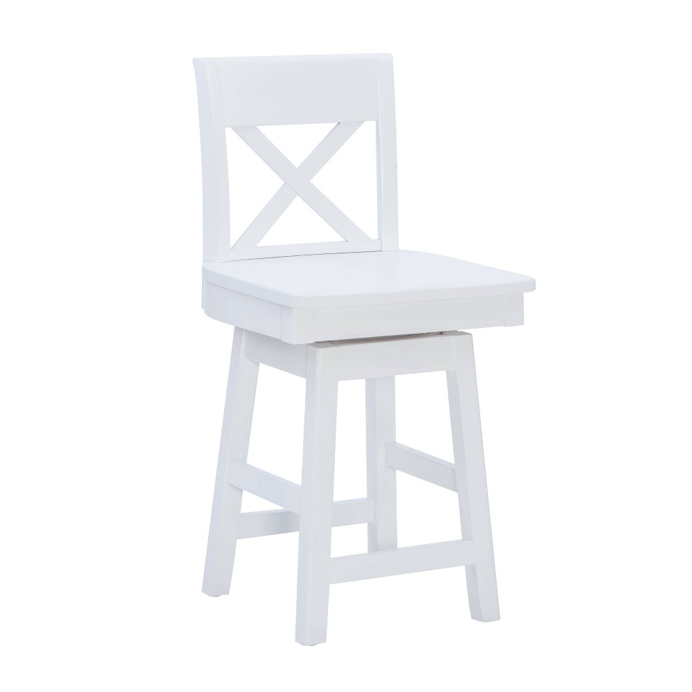 Linon 24" Kiri Swivel Seat Counter Height Barstool White