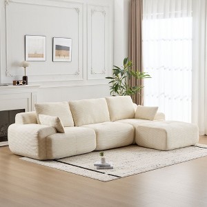 Sapphtopaz Modern Couches for Living Room with Memory Foam Upholstered Sectional Sofa with Corduroy Fabric Deep Loveseat for Living Room - 1 of 4