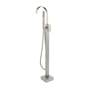 Cobbe Single Handle Freestanding Floor Standing Bathtub Filler Faucet Bathtub Filler with Swivel Spout and Handheld Shower Brushed Nickel - 1 of 4