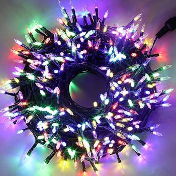 300 Multicolor LED Green Wire String Lights, 8 Modes (T5)