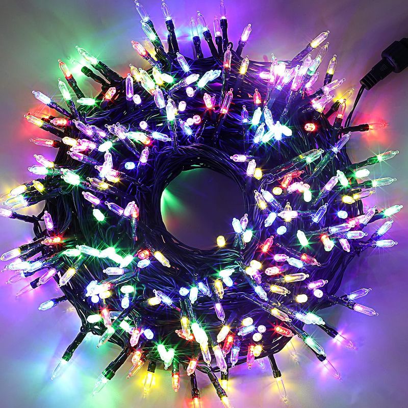300 Multicolor LED Green Wire String Lights, 8 Modes (T5), 1 of 6