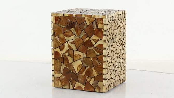 Contemporary Teak Wood Accent Stool Brown - Olivia &#38; May, 2 of 7, play video