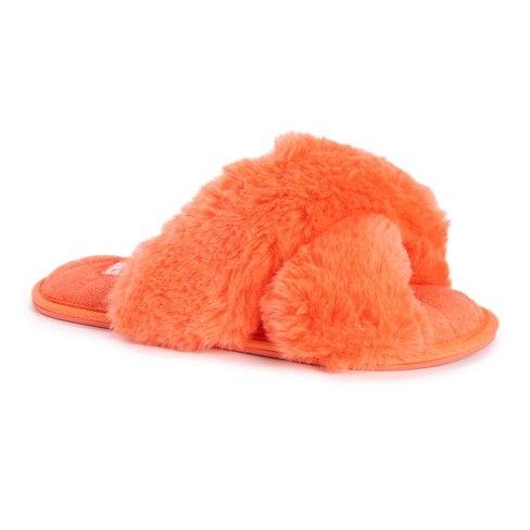 Orange fluffy slippers hot sale