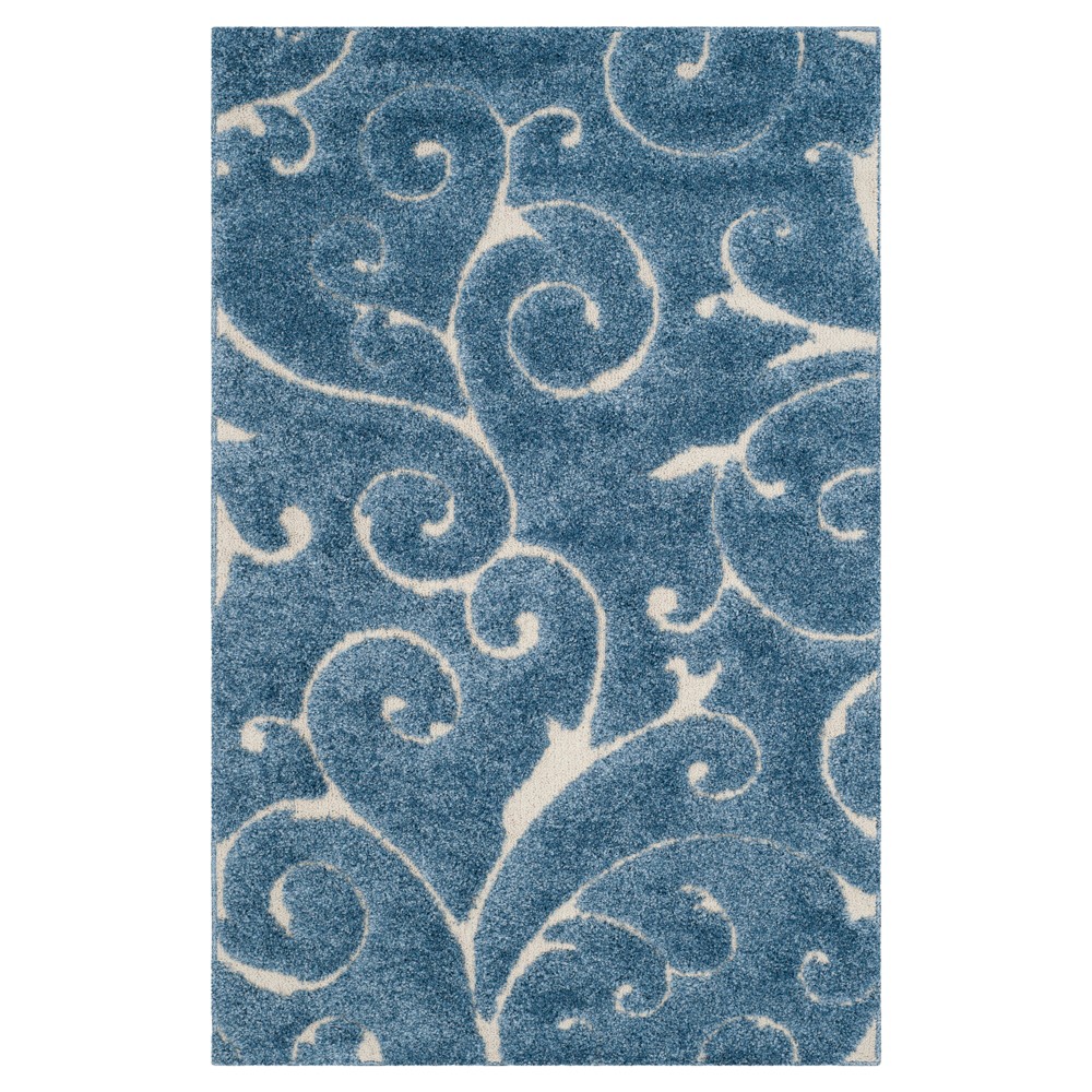 4'x6' Abstract Shag/Flokati Loomed Area Rug Light Blue/Cream - Safavieh