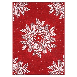 Coolmee Christmas Snowflakes Living Room Rug Non Slip Low Pile Washable Carpet for Bedroom Office Hallway Outdoor Rug Blue - 1 of 4