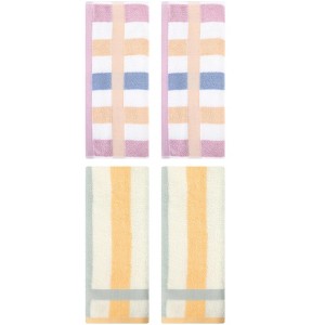 REGALWOVEN Striped Absorbent Soft Cotton Hand Towels for Bathroom 4 Pack - 1 of 4
