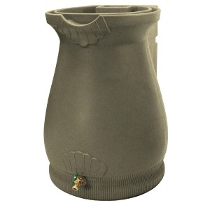 Good Ideas Rain Wizard Plastic Resin Urn, 65 Gallon Rain Barrel with Self-Draining Planter Top and Meshed Screen to Block Debris, Sandstone - 1 of 3