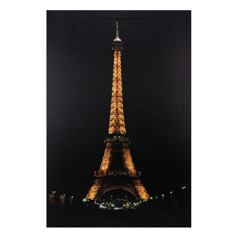 Northlight 23.5" LED Lighted Famous Eiffel Tower Paris France at Night Canvas Wall Art, 1 of 5