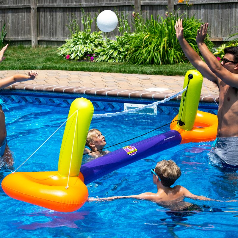 Swimline 11.5" Inflatable Floating Splash Volleyball Game for the Swimming Pool - Orange/Yellow, 2 of 4