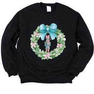 Simply Sage Market Women's Graphic Sweatshirt Nutcracker Wreath Coquette - 1 of 4