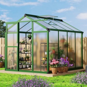 Garvee Greenhouse for Outdoors, Polycarbonate Greenhouse with Quick Setup Structure and Roof Vent, Aluminum Greenhouses Heavy Duty for Garden, Lawn - 1 of 4