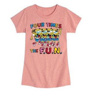 Girls' - SpongeBob SquarePants - Four Times The Fun Fitted Short Sleeve Graphic T-Shirt - 1 of 4