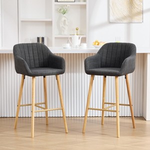 KWPZQEB Counter Height Bar Stools Set of 2, Modern Counter Stools with Backrest and Footrest, Upholstered Barstools for Kitchen Island - 1 of 4