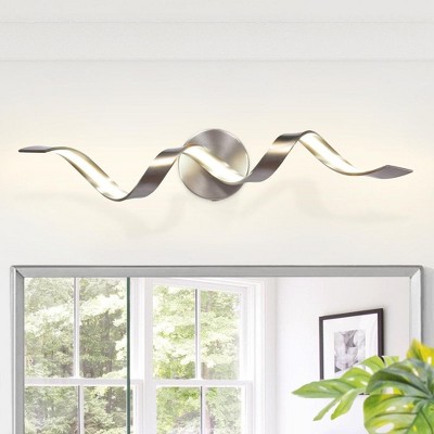LLHZSY Modern Spiral Design LED Bathroom Vanity Light Dimmable Wall Light - 23 3/5 Inch - Nickel-3000K