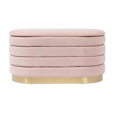 Cream Velvet Storage Bench with Gold Base