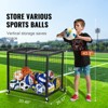 VEVOR Rolling Sports Ball Storage Cart, Basketball Cage with Double Lids, Sport Equipment Holder Organizer for Indoor Outdoor, Steel Storage Rack - 3 of 4