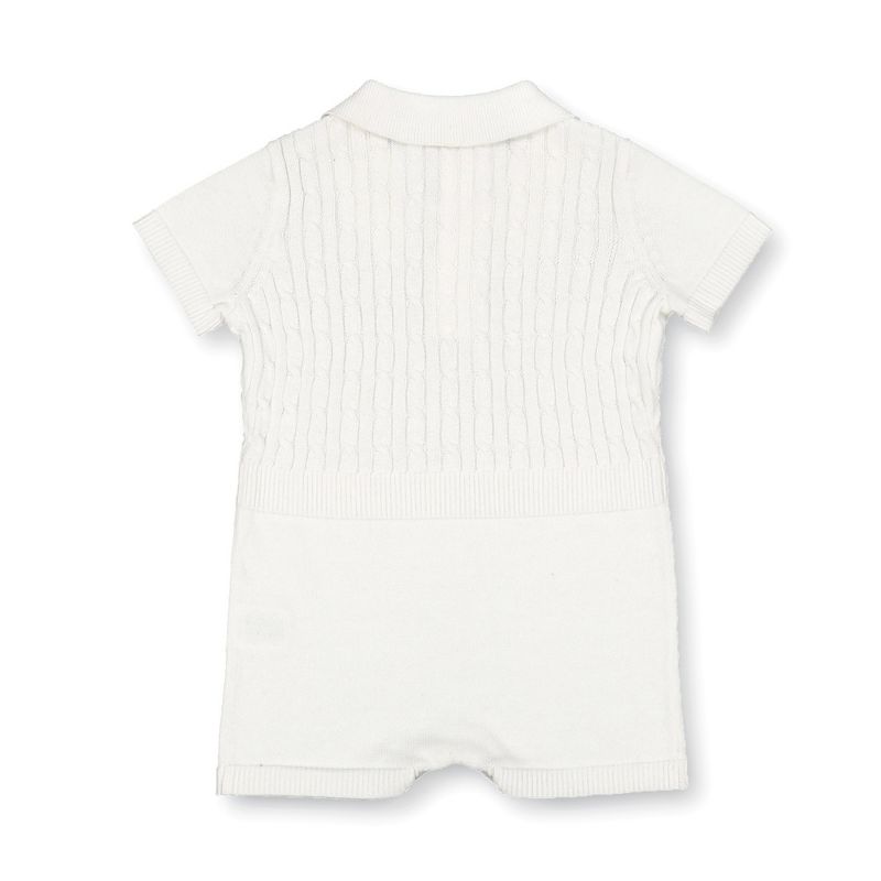 Hope & Henry Baby Organic Cotton Shortie Cable Knit Sweater Romper, 4 of 6