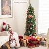 Costway 5/6/7/8 FT Pre-Lit Artificial Xmas Tree with Colorful Fiber Optics & 361/517/697/889 PVC Branch Tips - 2 of 4