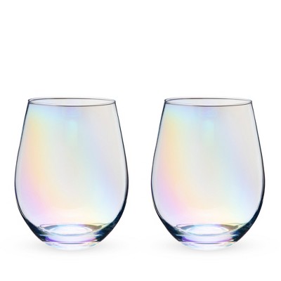 Set of 4, Iridescent Transparent Stemless Wine Glasses, Rainbow Colore –  MyGift