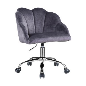 Simple Relax Office Chair in Dark Gray Velvet and Chrome - 1 of 4