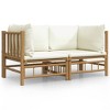 vidaXL Patio Corner Sofas Set - Bamboo Furniture with Cream White Cushions, Natural Oil Finish, Modular Design, Outdoor Lounge Set, Easy to Assemble - 3 of 4