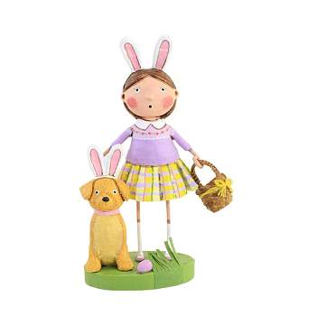 Lori Mitchell All Ears For Easter  -  One Figurine 7.0 Inches -  Puppy Dog Egg Hunt  -  15509  -  Polyresin  -  Purple