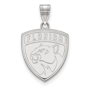 Black Bow Jewelry 10k White Gold Florida Panthers NHL Large Pendant - 1 of 3