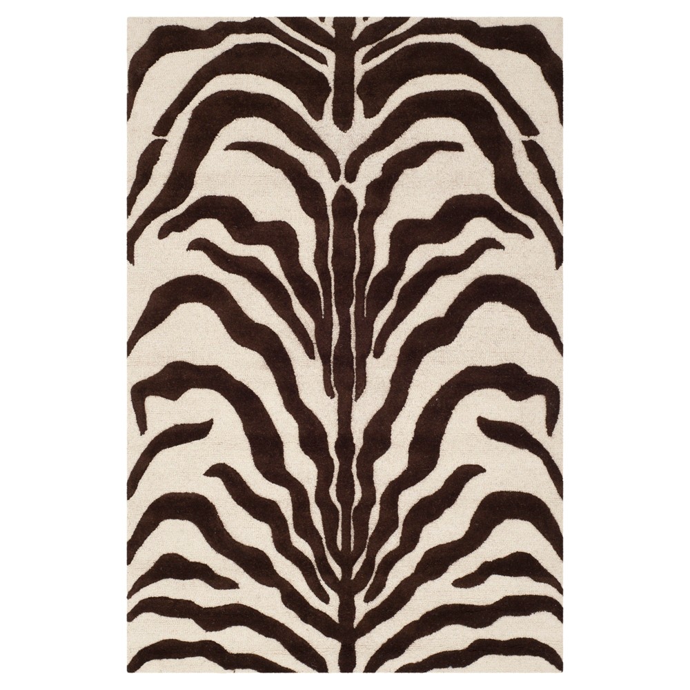 4'X6' Zebra stripe Area Rug Ivory/Brown - Safavieh