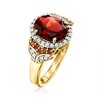 Ross-Simons 2.90 Carat Garnet and .29 ct. t.w. Red and White Diamond Ring in 18kt Gold Over Sterling - 3 of 4
