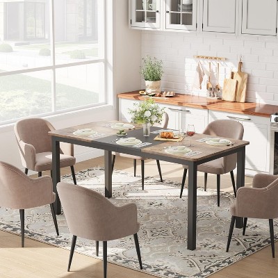 Nasitip 63" Rectangle Dining Table for 2–6, Modern Farmhouse Table with Metal Legs, Black & Vintage Finish for Kitchen or Dining Room