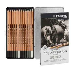 Lyra® Rembrandt Polycolor Colored Pencil Set Tin, Gray Tones, Assorted Colors, 12 Pieces - 1 of 2