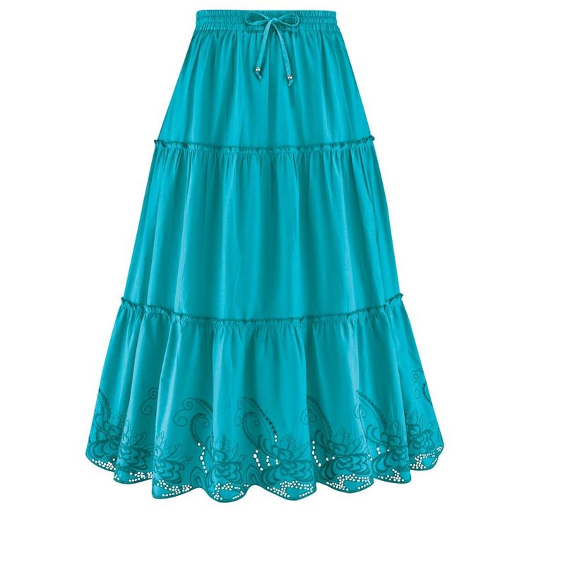Collections Etc Tiered Skirt With Eyelet Border, 4 of 6