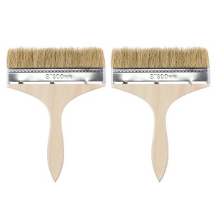 Unique Bargains Bristle Wall Treatment Tool Paint Brush with Wood Handle 2 Pcs - 1 of 4
